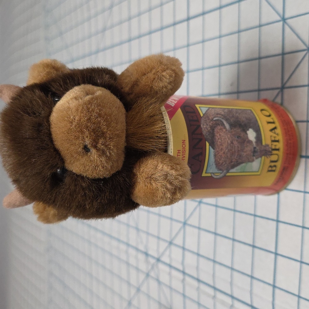 Canned Buffalo (NG-1810), Plush Buffalo in Novelty Can, Preloved Shelf-sitter